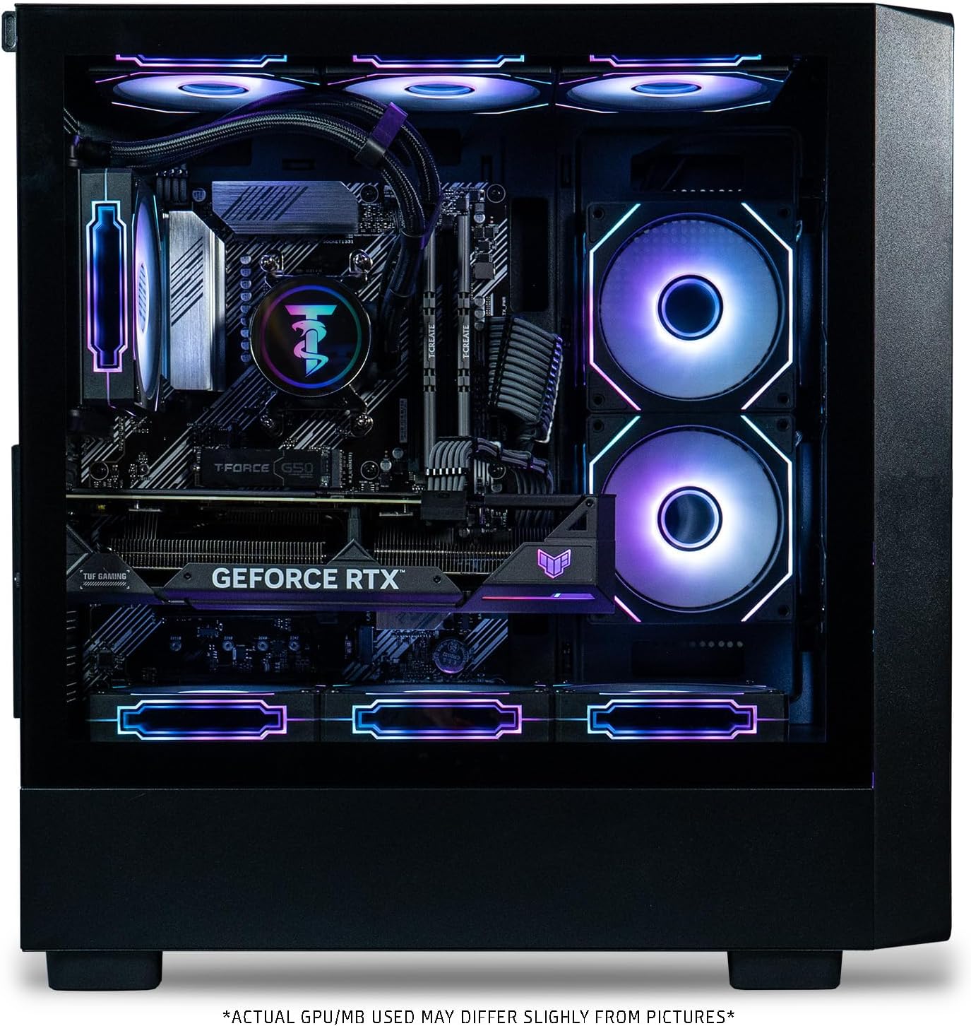 ViprTech Overlord 2.0 Liquid-Cooled PC - AMD Ryzen 7 5700X (4.6Ghz Turbo), AMD RX 9060 XT 16GB, 32GB DDR4 RAM, 1TB SSD, Black Wood Case, RGB Keyboard Mouse, VR-Ready, WiFi BT, Win 11, Computer Tower