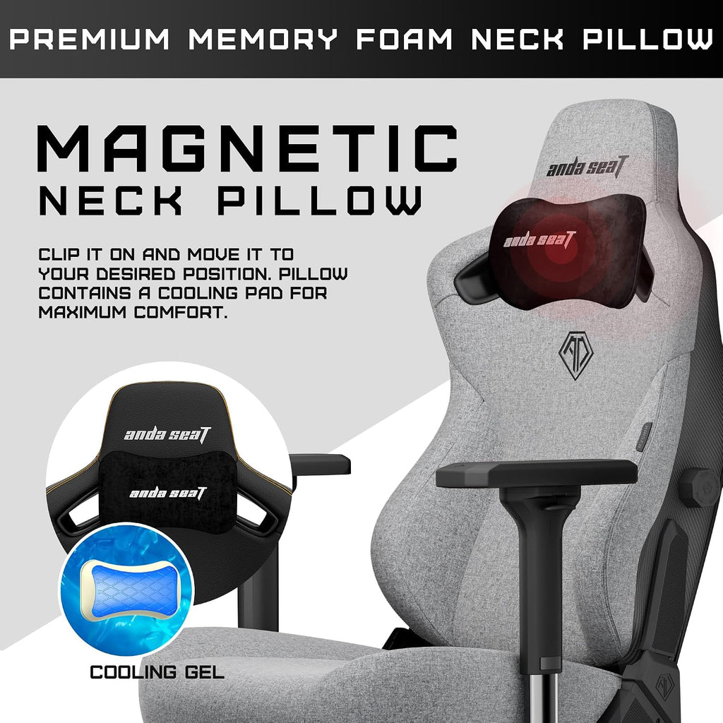 Anda Seat Kaiser 3 XL Gaming Chairs for Adults - Ergonomic Gray Fabric Gaming Chair with Lumbar Support, Comfortable Office Seat with Neck Support - Heavy Duty Wide Gamer Seat