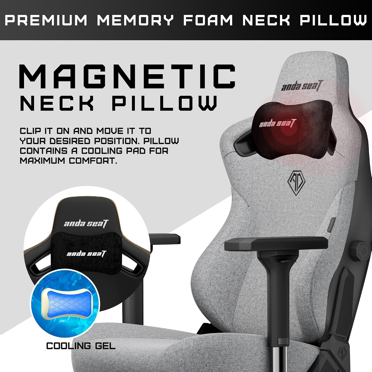 Anda Seat Kaiser 3 XL Gaming Chairs for Adults - Ergonomic Gray Fabric Gaming Chair with Lumbar Support, Comfortable Office Seat with Neck Support - Heavy Duty Wide Gamer Seat