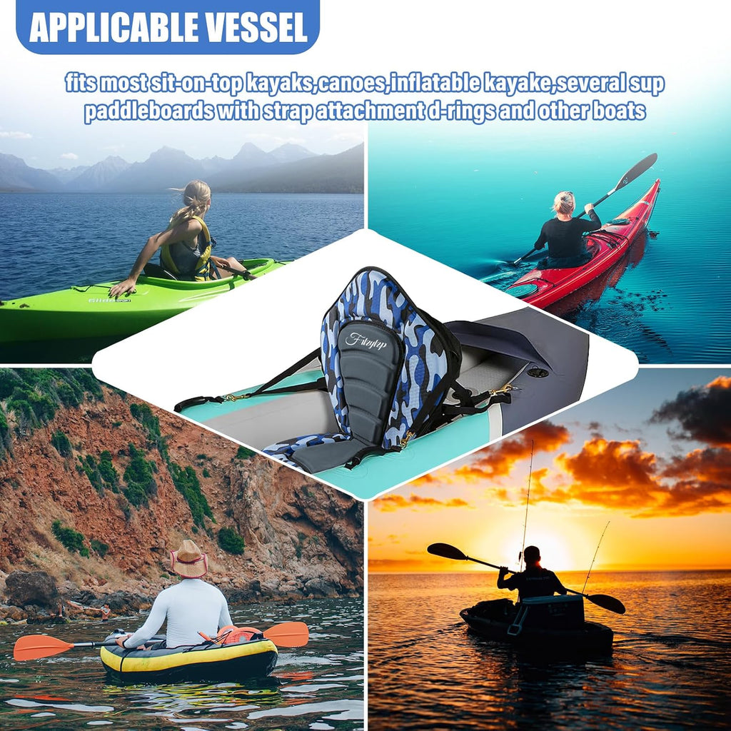 Thickened Kayak Seats - Premium Shockproof Seats with Back Support for Kayaking, Canoeing, Fishing, Paddle Boarding - Comfort, Versatility and Extra Storage