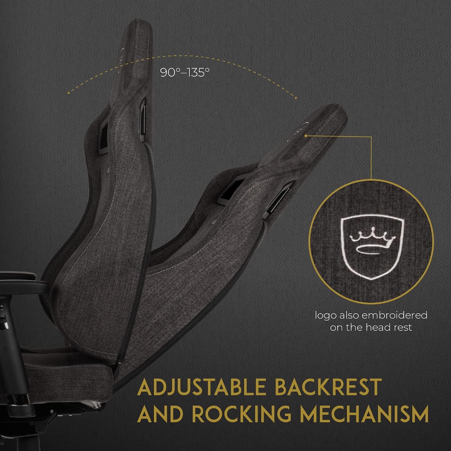 noblechairs Epic Reclining Gaming Chair and Reclining Office Chair, Textile Fabric, Tx Anthracite