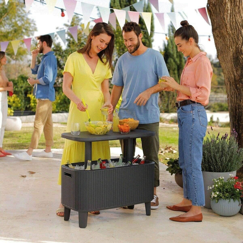 Keter 17211600 60 Litre (63 US Quart) Cooler Bevy Bar and Serving Station Made from Durable, Weather-Resistant and UV Protected Plastic, 80 cm x 35 cm x 70 cm (Black)