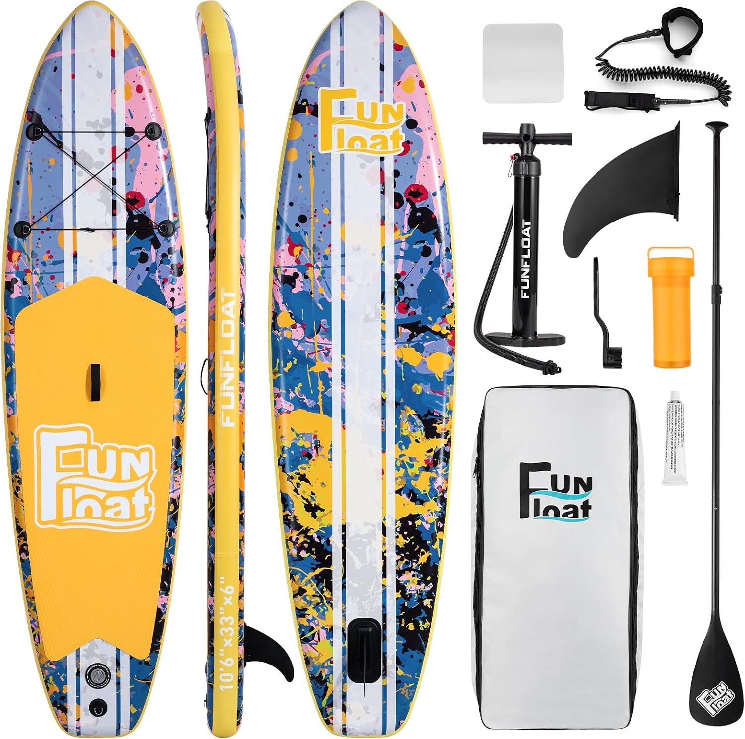 SUP, Paddle Board 11'x33 x6 Wide Inflatable Stand Up Paddle Board with Hand Pump, Leash, Adjustable Paddle for Basic Version, 100L Backpack, All-Round Sup Board