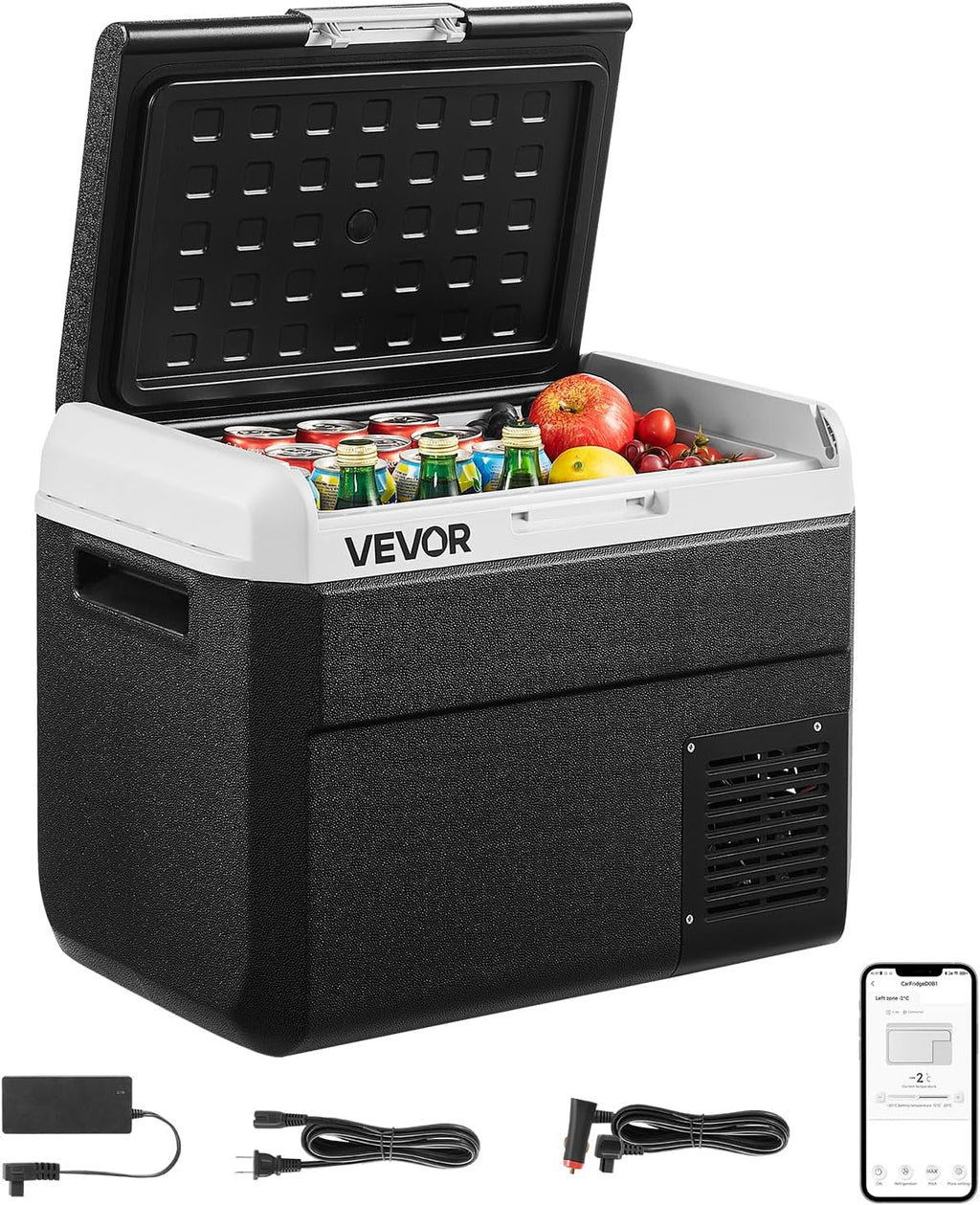 VEVOR 12 Volt Car Refrigerator, 31.7QT/30L Car Fridge, Portable Electric Cooler with -4℉~68℉ Adjustable Temperature, 12/24V DC and 100-240V AC Compressor Freezer for Outdoor, Camping, Travel, RV