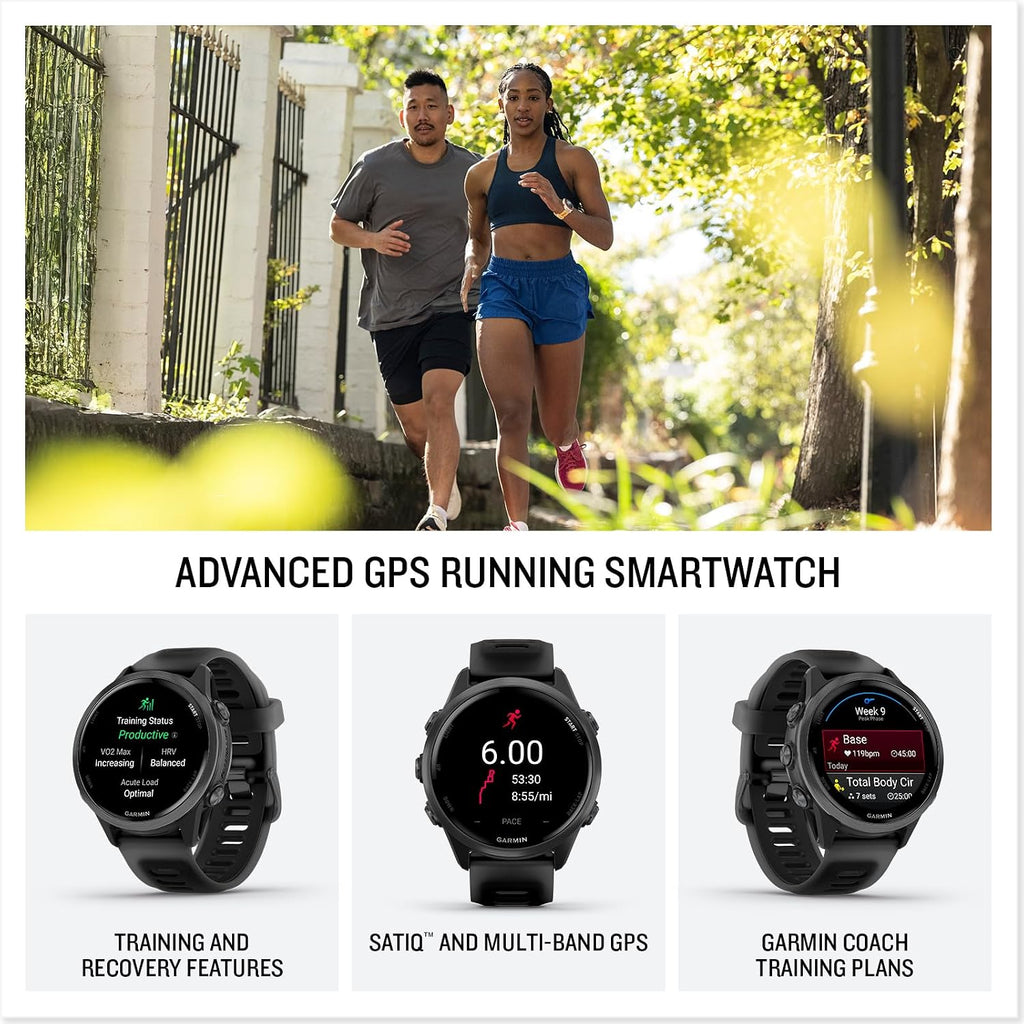 Garmin Forerunner 570 Running Smartwatch, 42MM WiFi, GPS Fitness Smart Watch for Men and Women, Slate Gray Aluminum with Translucent Black/Black Band + Access 600 Fitness Monitor, XS-S + More
