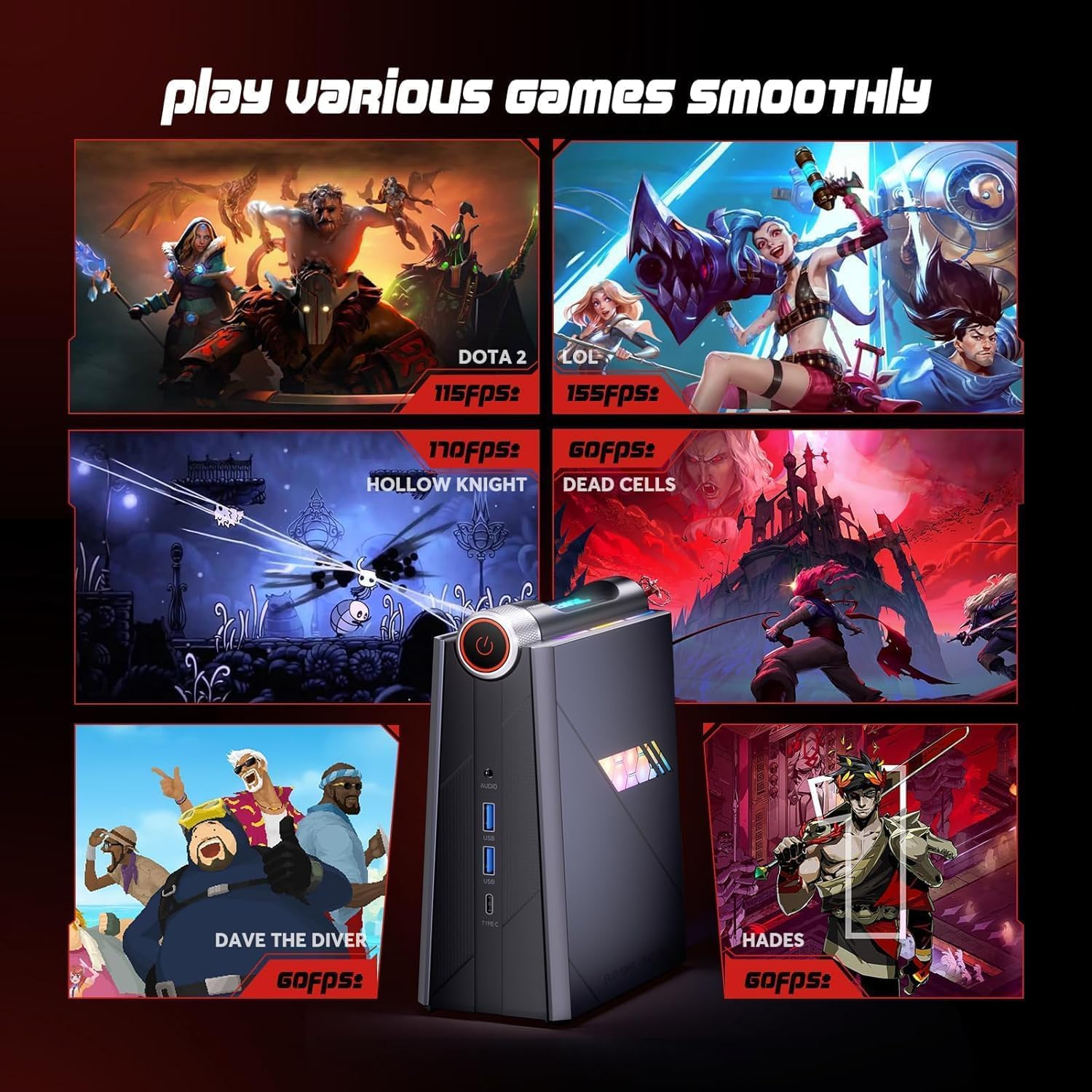 ACEMAGIC Mini Gaming PC Gaming Computer 12th i9-12900H (up to 5.0GHz, 14C/20T) 32GB RGB DDR4 512GB M.2 NVMe PCIe 4.0 SSD, Mini PC [3 Adjustable Mode/RGB Lights] Mini Computer WiFi6, BT5.2