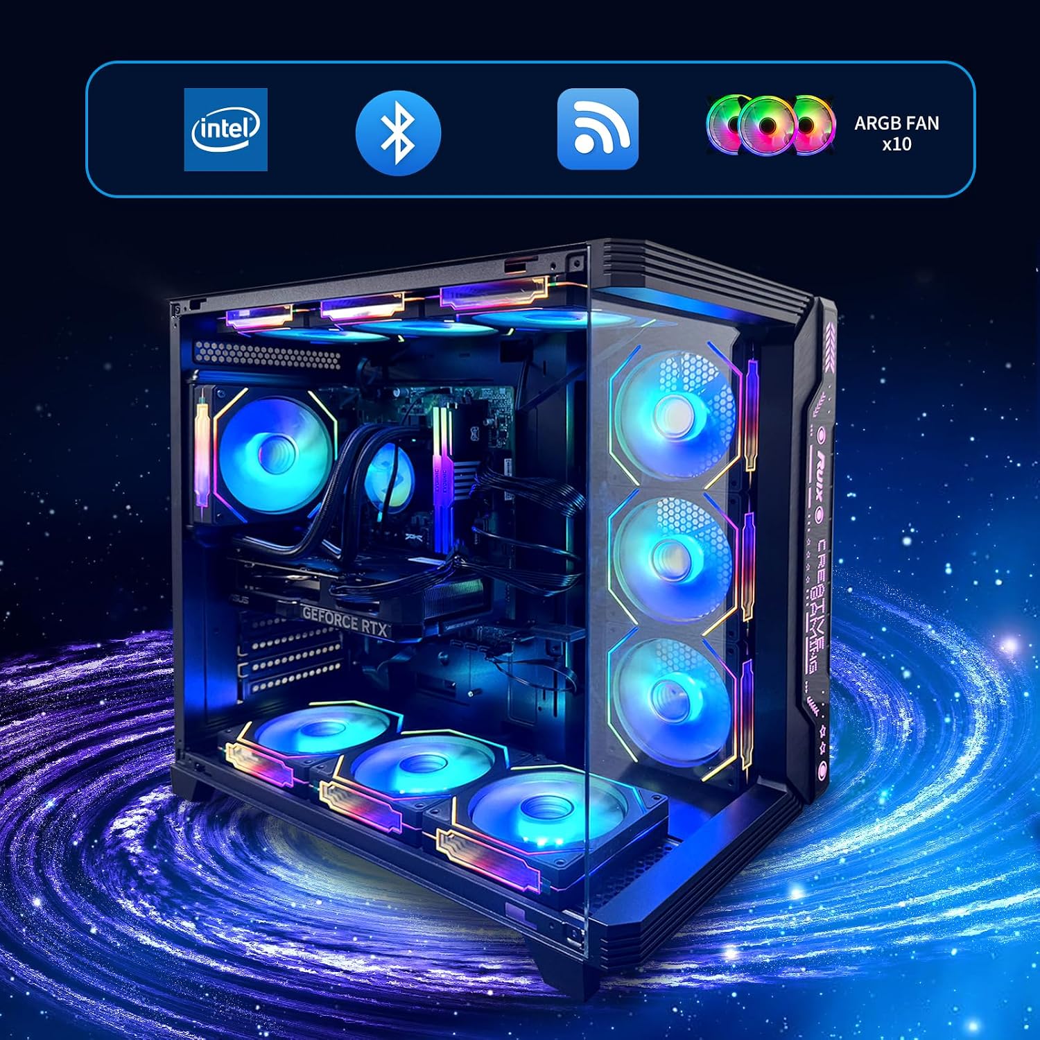 ARGB Gaming PC Desktop, i7-11700F (8-Core up to 4.9GHz), RTX 2080 Ti 11GB, 32GB DDR4 RAM, 1TB NVMe SSD, 800W PSU, Wi-Fi 6, Windows 11 – High-Performance Gaming & Streaming