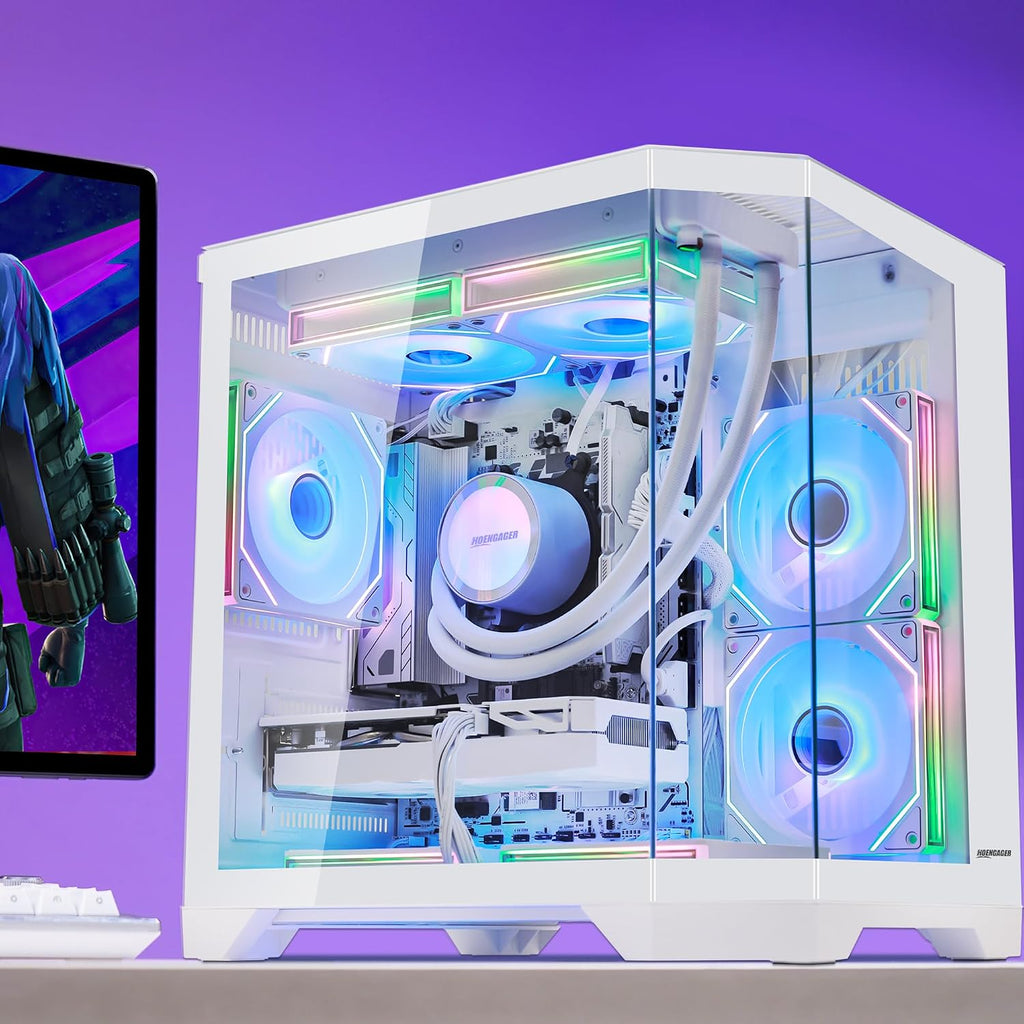 Ocean of Stars AI-Optimized Gaming PC RTX 5070 12GB - AMD Ryzen 5 9600X 6-Core 3.9GHz, 16GB DDR5 RAM, 1TB PCIe SSD, WiFi + BT, 850W PSU,Liquid Cooler,Windows 11-RGB Prebuilt Computer -White