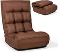 LDAILY Moccha Folding Floor Chair, Adjustable Sofa Chair with 5-Position Headrest & 4-Position Backrest, Floor Gaming Chairs with Thicken Cushion, Padded Chaise Lounge for Bedroom, Living Room, Brown
