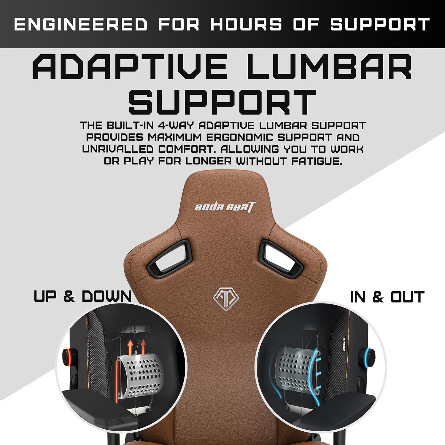 Anda Seat Kaiser 3 Large Gaming Chair for Adults - Ergonomic Brown PVC Leather Gaming Seat with Lumbar Support, Comfortable Office Chair with Neck Support - Heavy Duty Wide Computer Seat