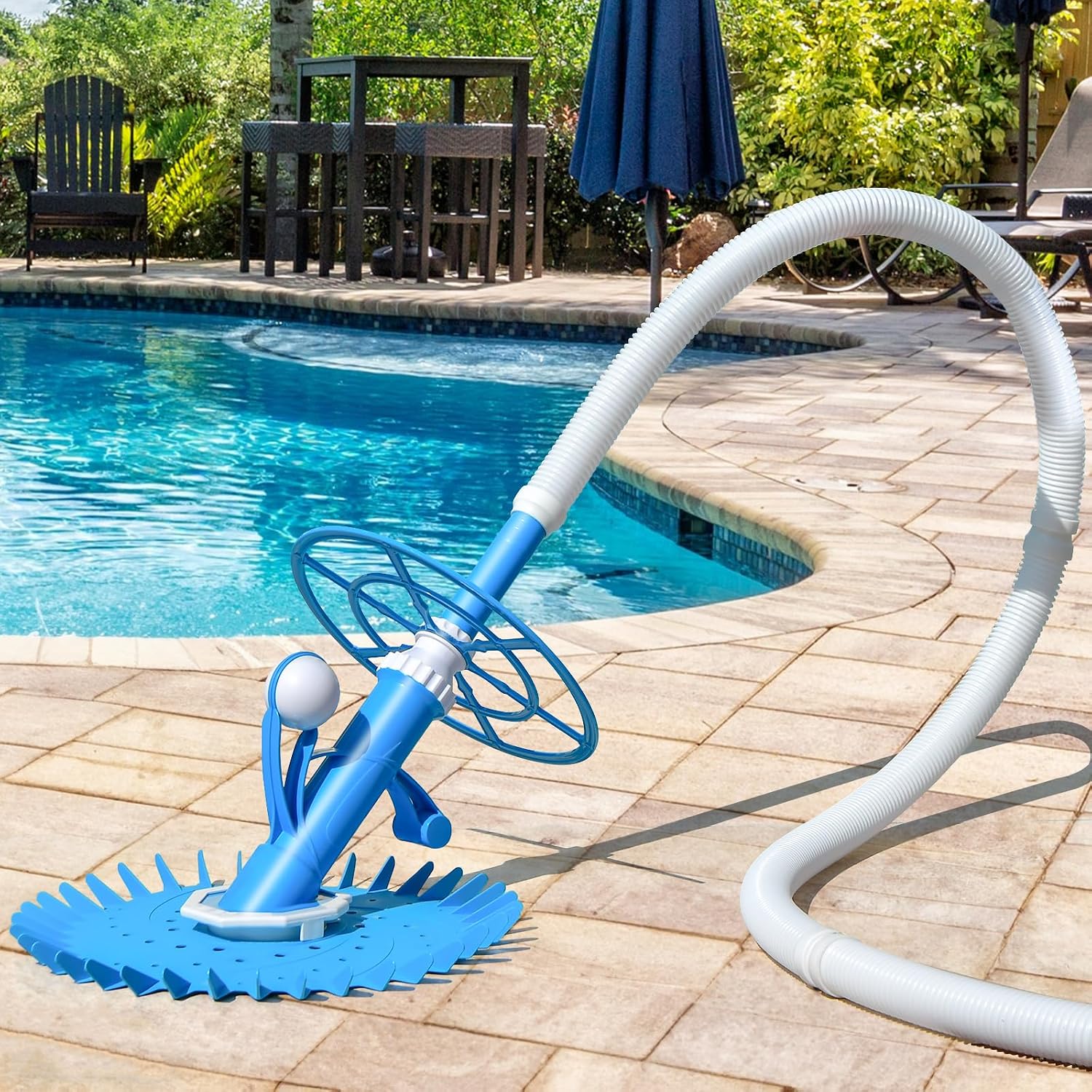 ERGOMASTER Pool Vacuum for Above Ground Pool, Automatic Cleaner Creepy Crawler, Powerful Suction Sweeper w/ 10 Hoses Removes Debris, Cleans Floors, Walls