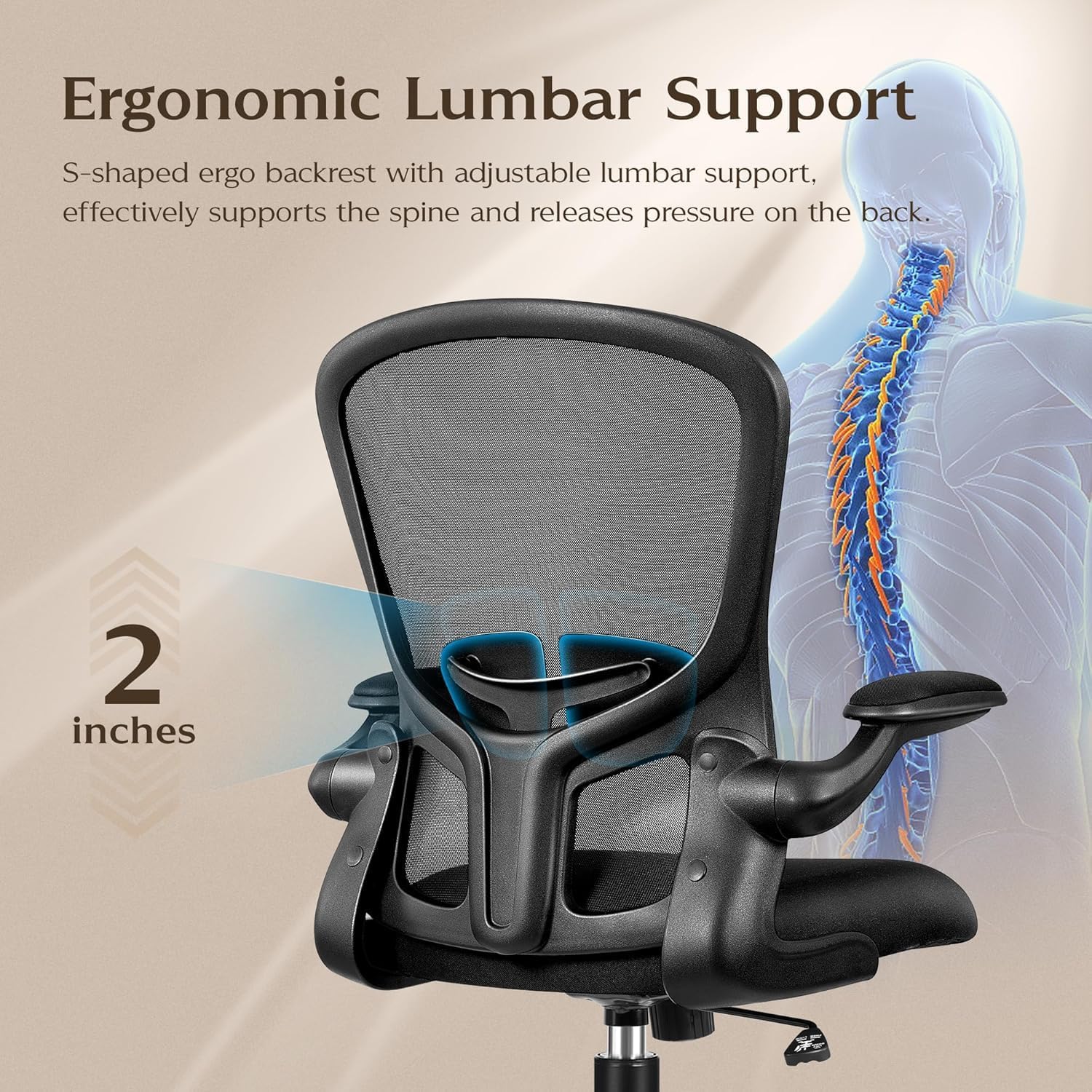 FelixKing Office Desk Chairs, Ergonomic PC Desk Chair with Wheels, Adjustable Lumbar Support and Height, Swivel Computer Chair with Flip-up Armrests and Ergo Mesh Backrest(Black, Pack of 8)