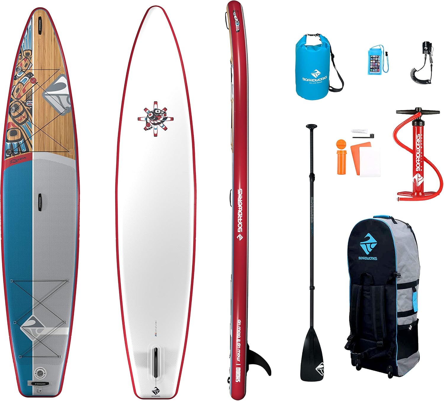 Boardworks SHUBU SUP - All Water Inflatable Stand-Up Paddle Board - SUP Includes Complete Kit with Paddle, Backpack Carry Bag, Leash, Dry Bag and Pump