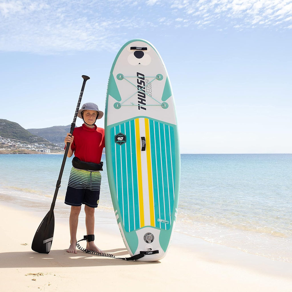 THURSO SURF Prodigy Junior Kids Inflatable SUP Stand Up Paddle Board 7'6 x 30'' x 4'' Two Layer Includes Adjustable Carbon Shaft Paddle/3 Fins/Leash/Duffle Bag/NO Pump Included