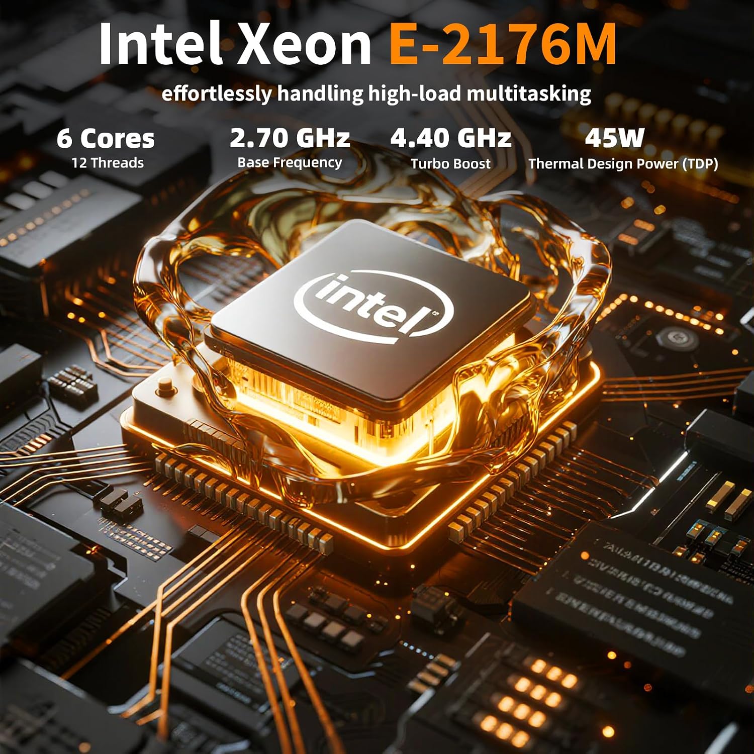 Mini PC Computer，Intel Xeon E-2176M (Up to 4.4GHz)，16GB DDR4 RAM, 512GB PCIe SSD, Mini Computer Supports 4K Dual Screen Display/WiFi6/BT5.2/Dual Gigabit LAN/VESA