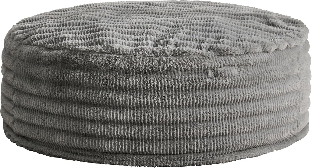 Hobestluk Bean Bag Chairs Beanbag Chair with Filler Adult Bean Bags with Fluffy Ripple Cover, Giant Bean Bag Chairs for Adults (Grey, 6FT - 70' x 70' x 15')