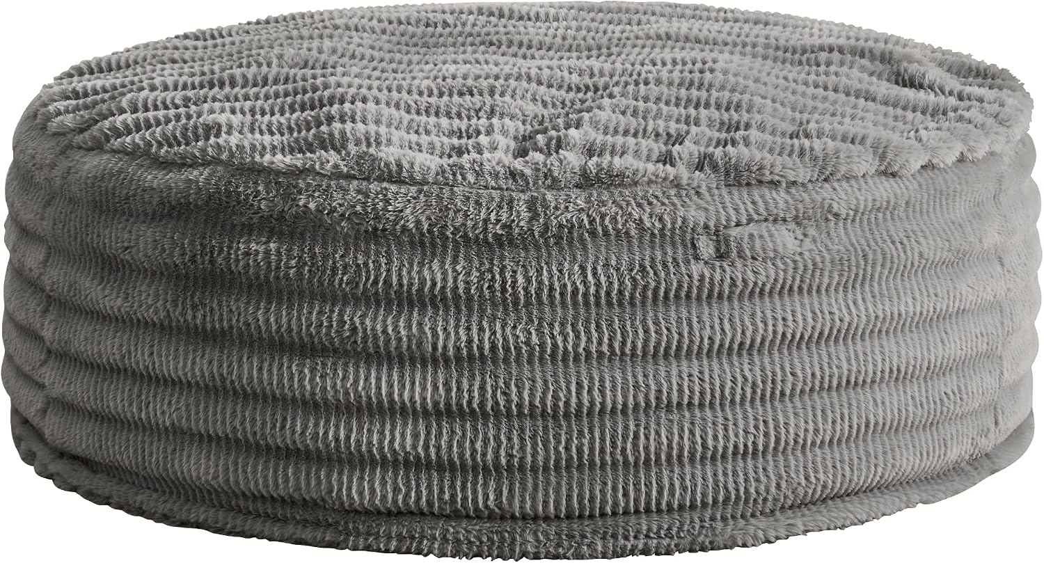 Hobestluk Bean Bag Chairs Beanbag Chair with Filler Adult Bean Bags with Fluffy Ripple Cover, Giant Bean Bag Chairs for Adults (Grey, 6FT - 70' x 70' x 15')