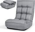 MAT EXPERT Folding Floor Chair, Floor Gaming Chair w/ 4-Position Backrest, 5-Position Adjustable Headrest, Side Pocket, Indoor Floor Chair w/Back Support for Bedroom, Living Room (Grey)