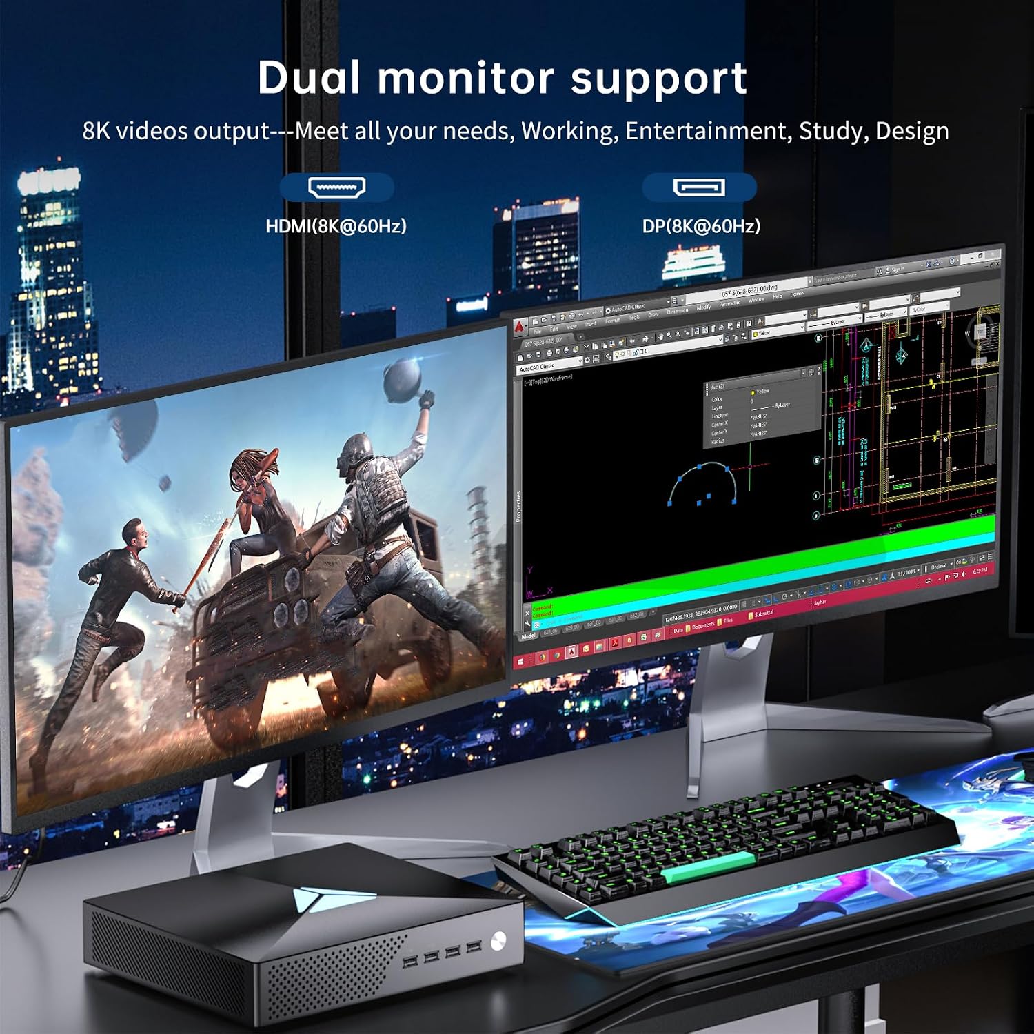 Mini Gaming PC, Desktop Computer Core i9-10900F 10 Cores Upto 5.2GHz, Win-11 Pro, 32G DDR4| 512G NVME SSD, GeForce RTX3050 6G, Type-C/HDMI/DP Ports, 8K@60Hz, WiFi6E/BT5.3 for Video Editing