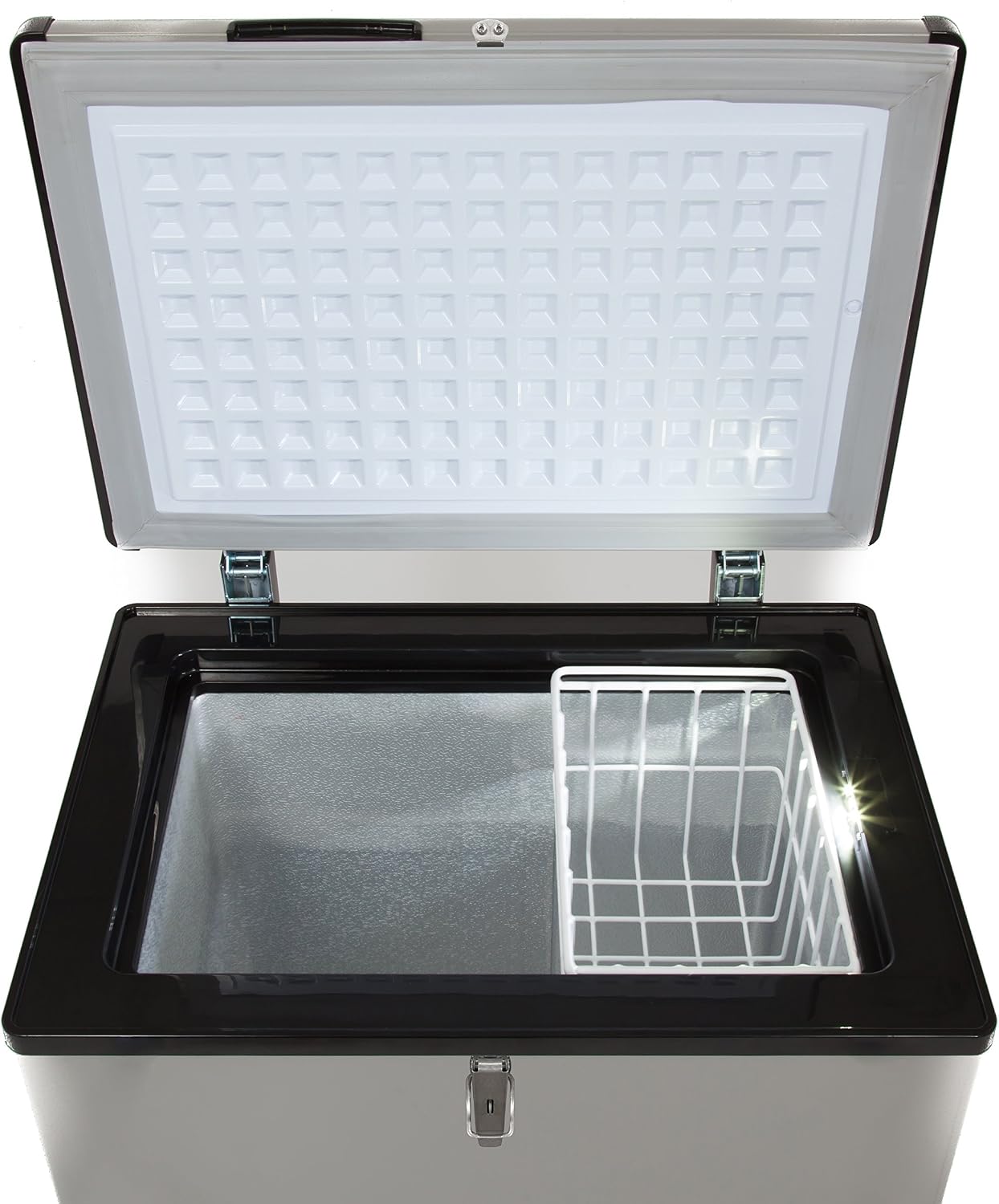 Whynter 95 Qt. Wheeled Portable Refrigerator / Portable Freezer for Travel - Chest Freezer / Fridge for Car, Camping, RVs & More, -8°F to 50°F Temperature Range, AC 110V/ DC 12V, FM-951GW, Gray