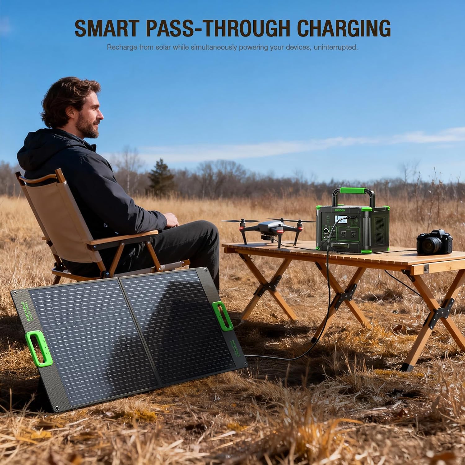 500W Portable Power Station, 519.48Wh Outdoor Solar Generator Backup Battery Pack with 2 110V AC Outlets, 500W (Peak 1000W) 10-Port Powerhouse for RV/Van Camping Fishing Climbing Road Home Emergency