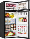 EUHOMY Mini Fridge with Freezer, 4.5 Cu.Ft Mini Refrigerator fridge, 2 door For Bedroom/Dorm/Office/Apartment - Food Storage or Cooling drinks, Silver