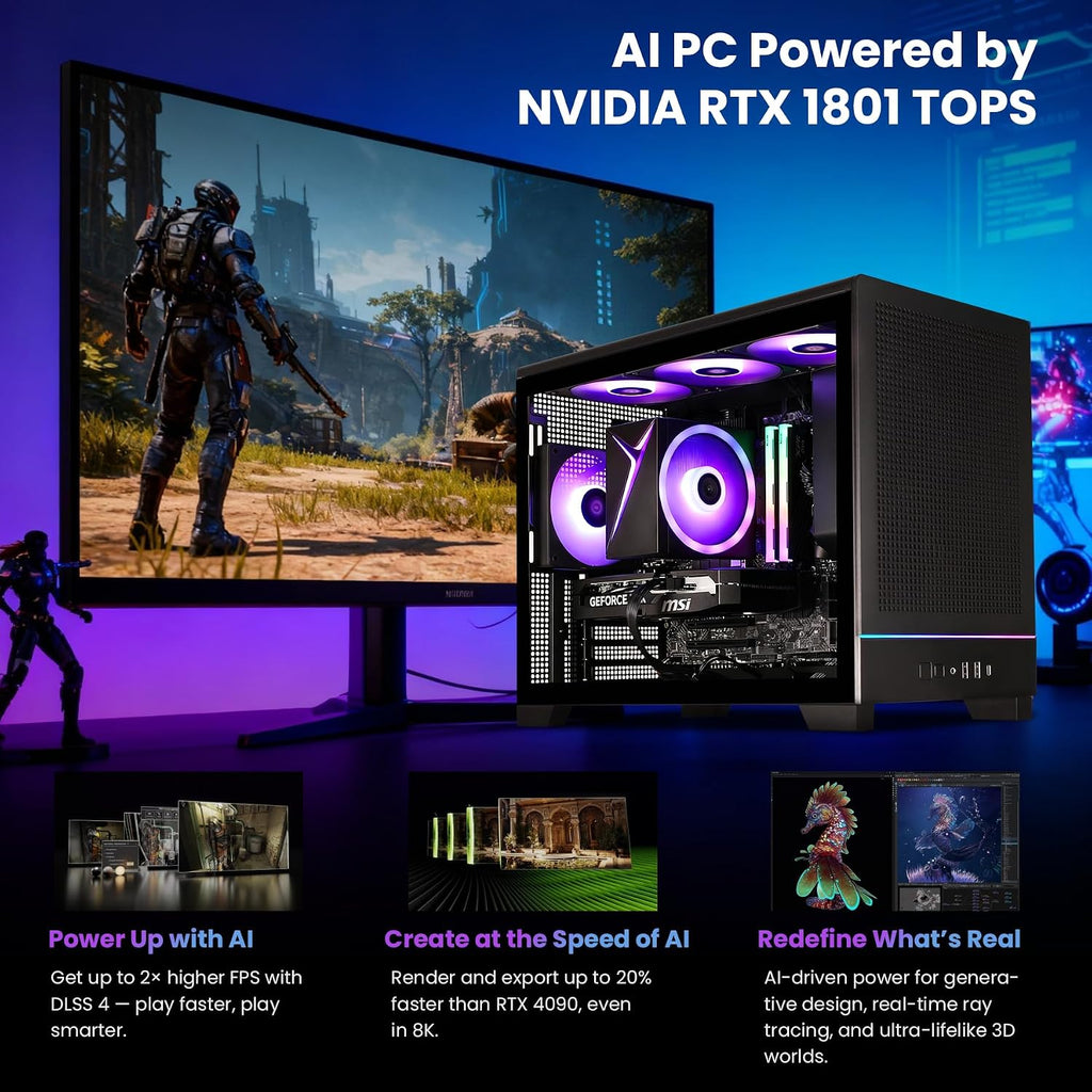 STORMCRAFT PC Gamer Viper AI Gaming PC,Intel i7 14700F 5.4GHz, GeForce RTX 5060,32GB DDR5 RGB RAM 6000MHz,1TB NVMe SSD, B760 Chipset,650W Gold PSU,WiFi,Bluetooth,Win 11 Home Prebuilt Tower Computer