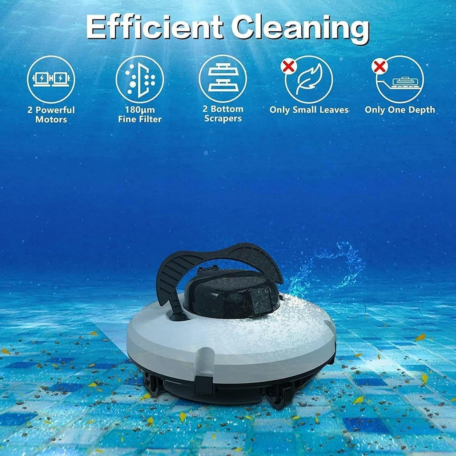 Smart Swimming Pool Cleaners, Pool Cleaning Robot Completely Automatic Swimming Pools with Improved Ultrafine Filters Ideal for Pool Surfaces Up to Green, White