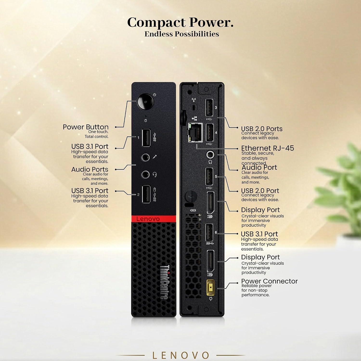 Lenovo ThinkCentre M715q Tiny Mini Desktop PC | AMD PRO A12-9800E | 16GB DDR4 RAM | 256GB SSD | New 24' LCD | Wi-Fi | Windows 11 Pro | Wireless Keyboard & Mouse | Compact Business Desktop (Renewed)