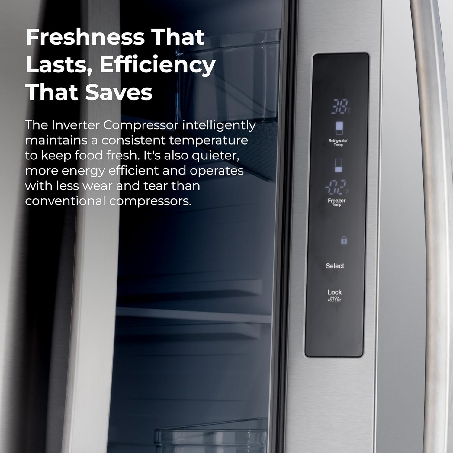 Kenmore 36' French Door Refrigerator with Freezer - Accela Chill, Adjustable Shelving, Humidity Controlled Crispers, ENERGY STAR Certified, 20.3 cu. ft. Capacity, Fingerprint Resistant Stainless Steel