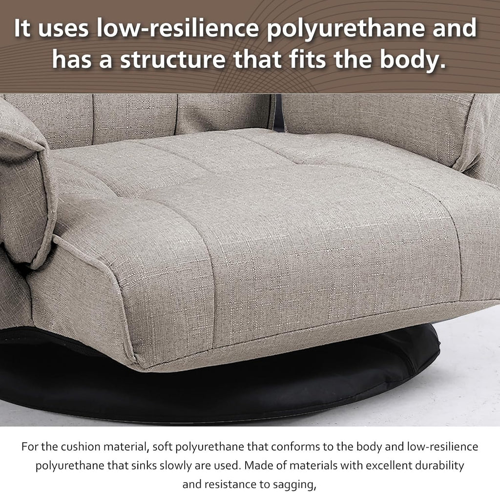 360 Degree Swivle Adjustable Floor Chair, Chaise Lounge Indoor, Folding Lazy Sofa with Armrests and Side Pocket Adults Gaming Chairs for Living Room, Bedroom Factory Price 201 (BE)