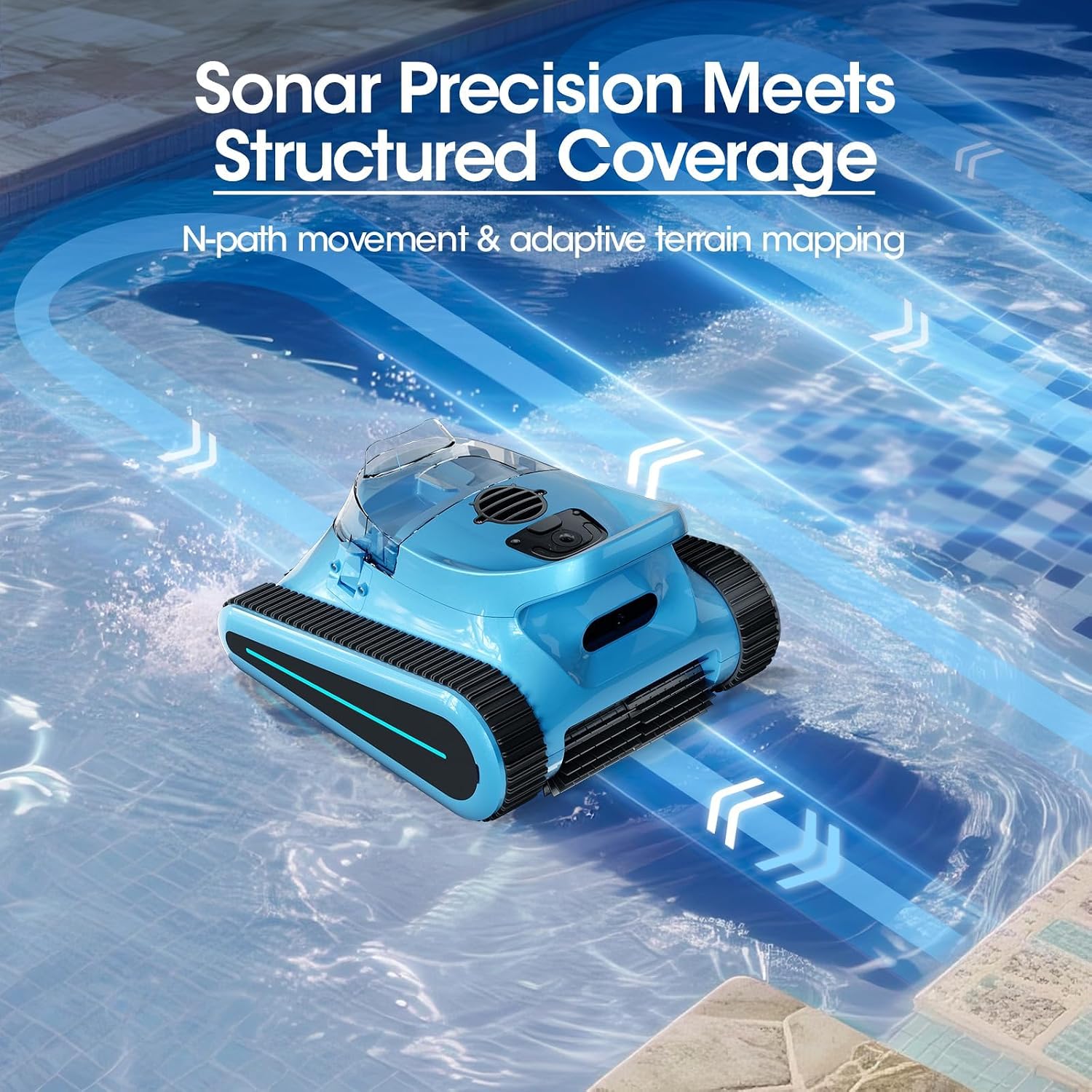 Cordless Robotic Pool Cleaner, Pool Vacuum 180W Brushless Motor, 45000Pa Suction, Wall & Waterline Climbing, Auto Path Mapping, for Pools up to 2150 Sq.Ft.