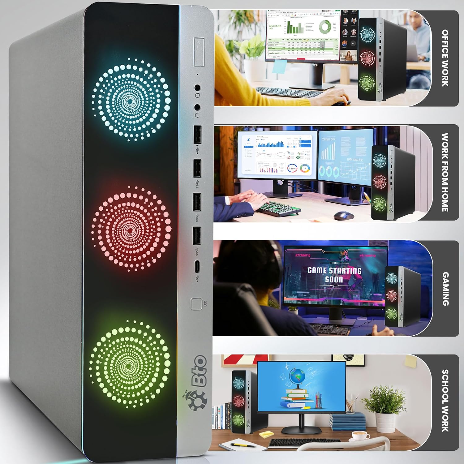 HP 8G3 RGB Gaming Desktop PC – Intel i7 6th Gen Processor – 16GB Ram – 1TB SSD – NVIDIA GeForce GTX 1050 Ti DDR5 – New 24 inch Monitor – WiFi – Windows 11 Pro – Computer Tower for PC Gamer (Renewed)