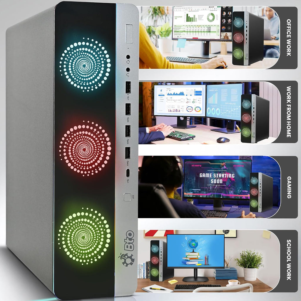 BTO 2021 Desktop PC Bundle - Intel Core i5 6th Gen, 16GB DDR4 Ram, 1TB SSD, NVIDIA GeForce GT 1030 GDDR5, 24 Inch Monitor, RGB Set - Prebuilt Gaming Computer - Windows 11 Pro (Renewed)