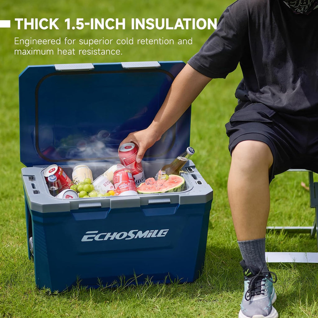 EchoSmile 35 Quart Cooler, Ultra-Light Hard Coolers, Outdoor Insulated Ice Chest Box for Camping, Drink, Beach, Fishing and Boating