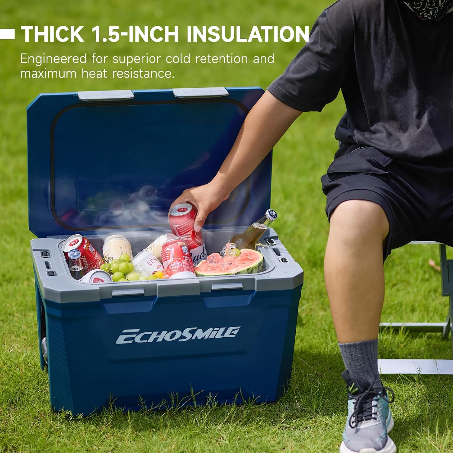 EchoSmile 35 Quart Cooler, Ultra-Light Hard Coolers, Outdoor Insulated Ice Chest Box for Camping, Drink, Beach, Fishing and Boating