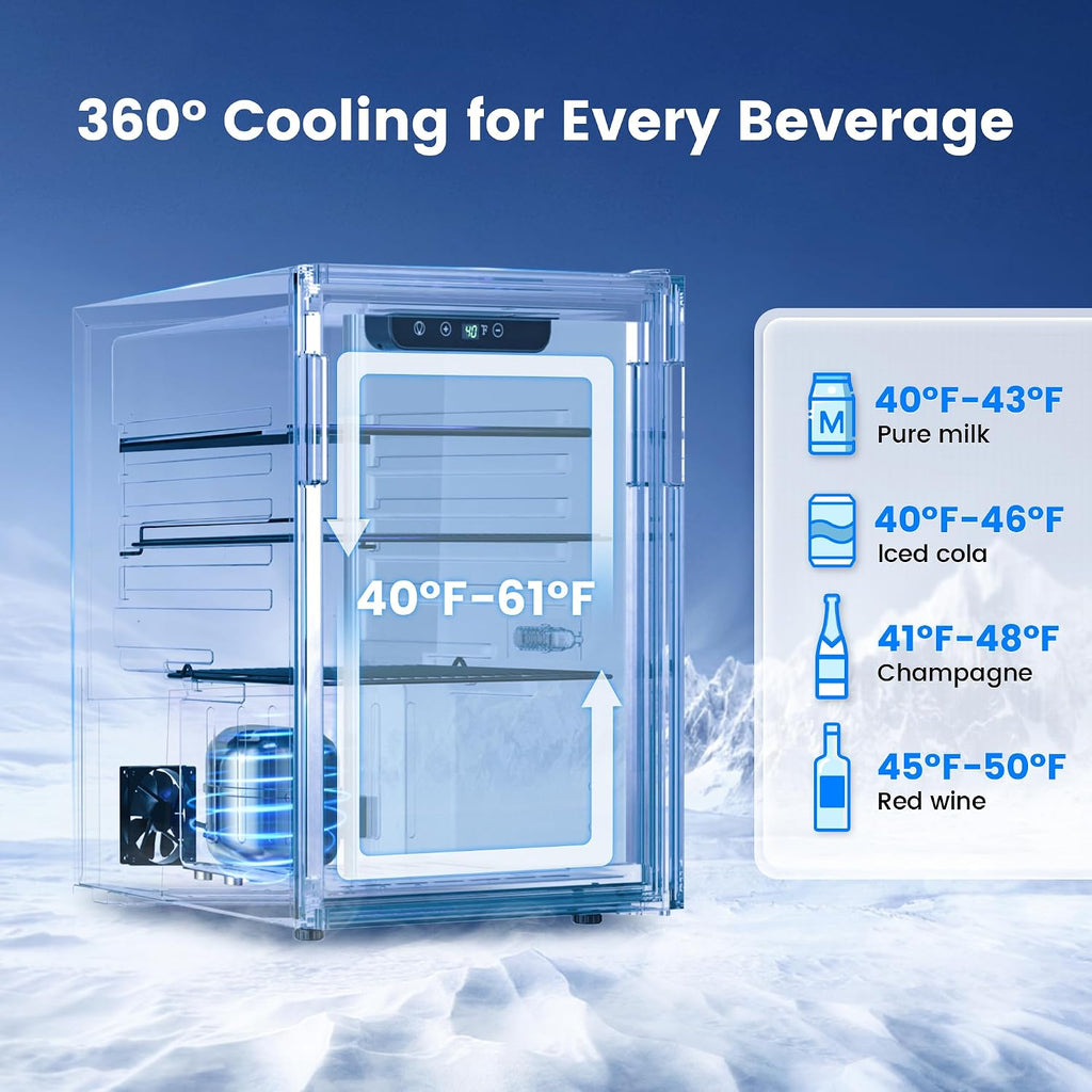 Feelfunn Wine Cooler, 26 Bottle 95 Can Mini Wine Fridge with Clear Glass Door for Beer Soda Water Drink, Small Wine Cellar Beverage Refrigerator for Bedroom Office Home Bar Dorm, 2.6 Cu.Ft