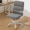 amseatec Office Chair Adjustable Desk Chair Mid Back Executive Comfortable Fabric Ergonomic Back Support Home Computer Chair with Padded Flip-up Armrest Swivel Wheels (Cement Gray)