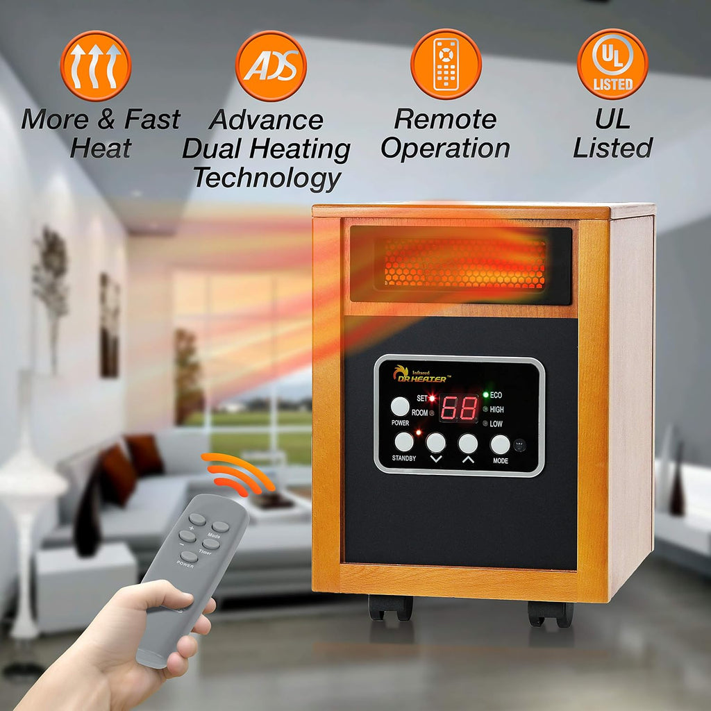 EUHOMY 12 Volt Car Refrigerator,38 Quart(35L) Car Fridge Electric Cooler APP Control & Dr Infrared Heater Portable Space Heater, 1500-Watt, Cherry