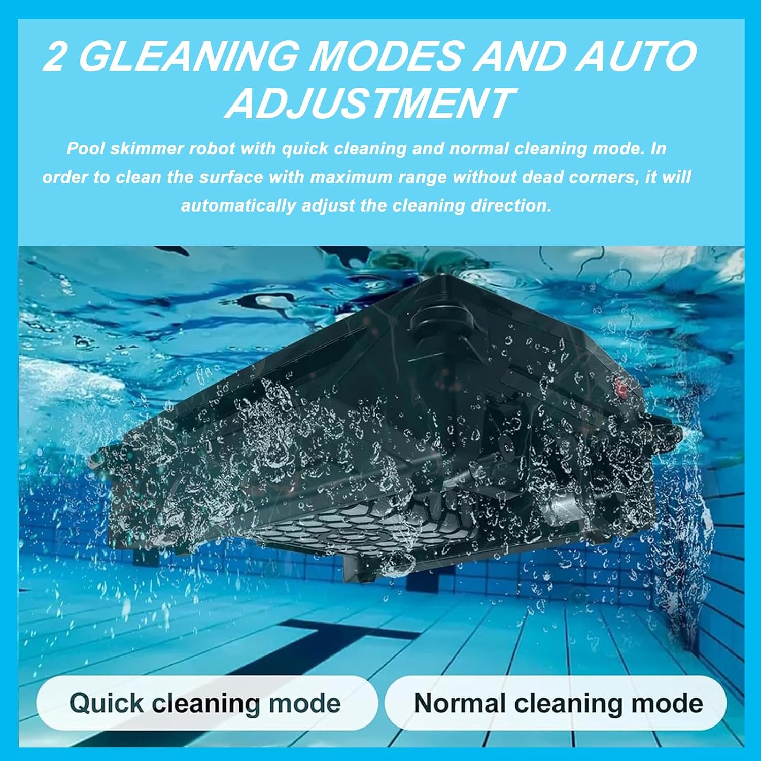 Solar Power Pool Skimmer,with Obstacle Sensing,Adjustable Cleaning Speed, Filtering Capability 80 ㎡, Switchable 2 Working Mode