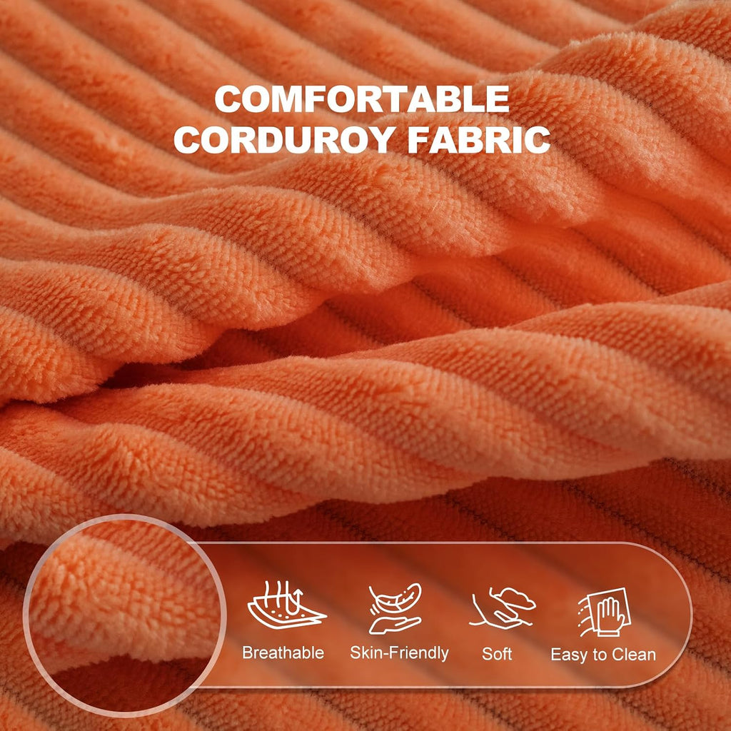 Giant Bean Bag Chair with Armrests - Oversized Cozy Seating for Adults, Corduroy Fabric & High - Density Foam Filling, Ideal Lounge for Living Room, Bedroom & Gaming Room (Orange)