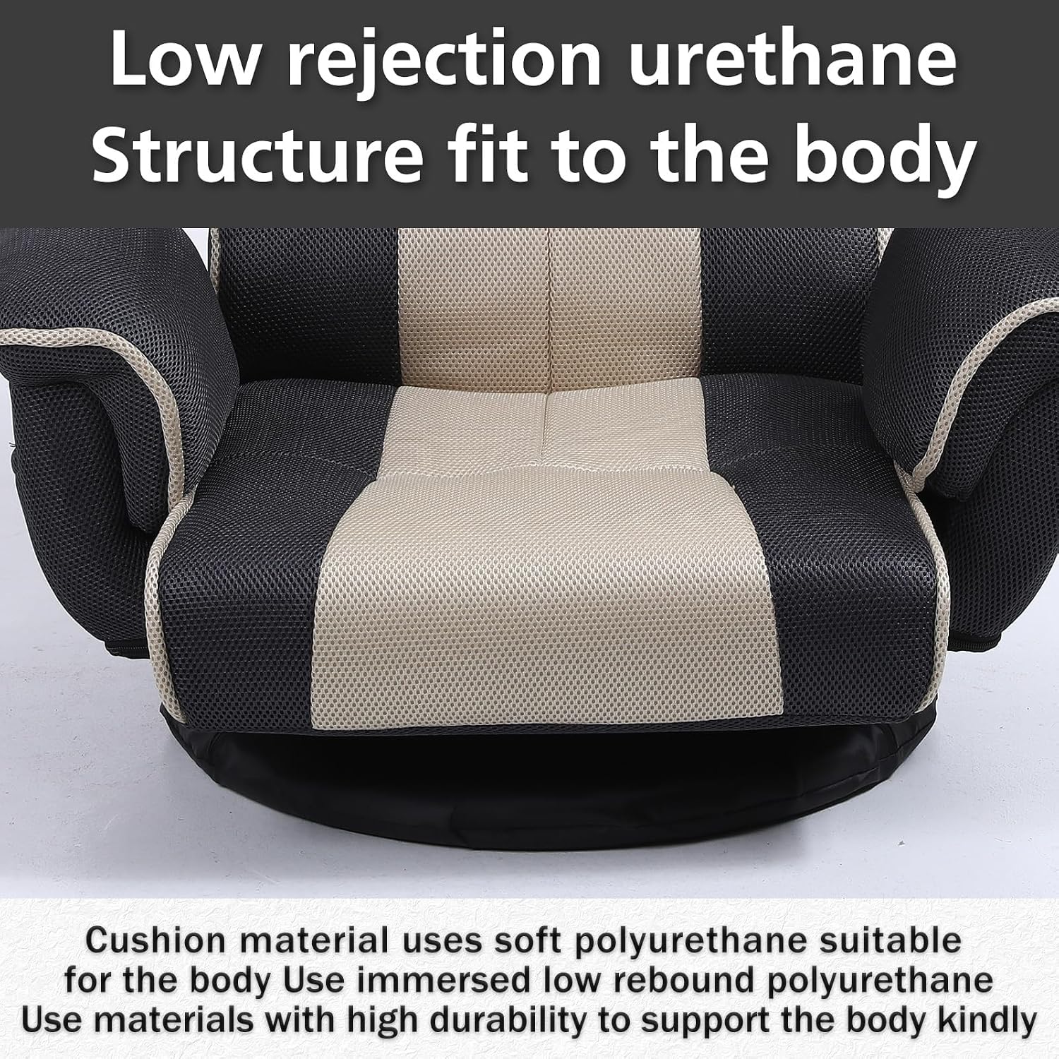 360 Degree Swivle Adjustable Floor Chair, Chaise Lounge Indoor, Folding Lazy Sofa with Armrests and Side Pocket Adults Gaming Chairs for Living Room, Bedroom Factory Price 201 (BK-GR)