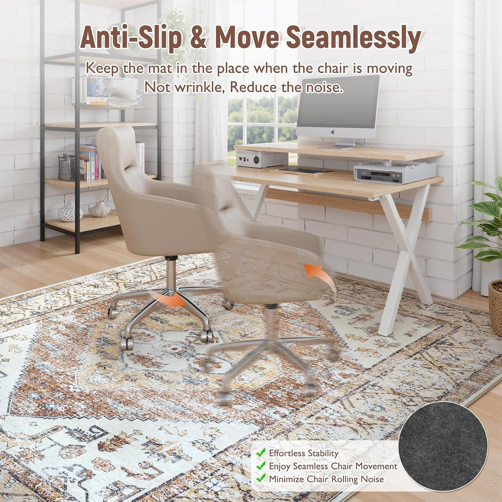 Anidaroel Home Office Chair Mat for Hardwood Floor, 8x10 Under Desk Rug for Rolling Chair, Desk Mat for Chair, Gaming Chair Mat, Anti-Slip Backing Large Floor Protector Rug for Home Office