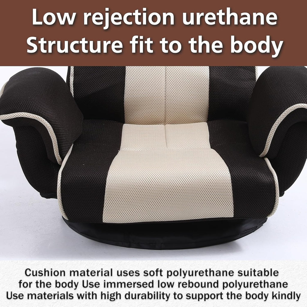 360 Degree Swivle Adjustable Floor Chair, Chaise Lounge Indoor, Folding Lazy Sofa with Armrests and Side Pocket Adults Gaming Chairs for Living Room, Bedroom Factory Price 201 (BK-CO)