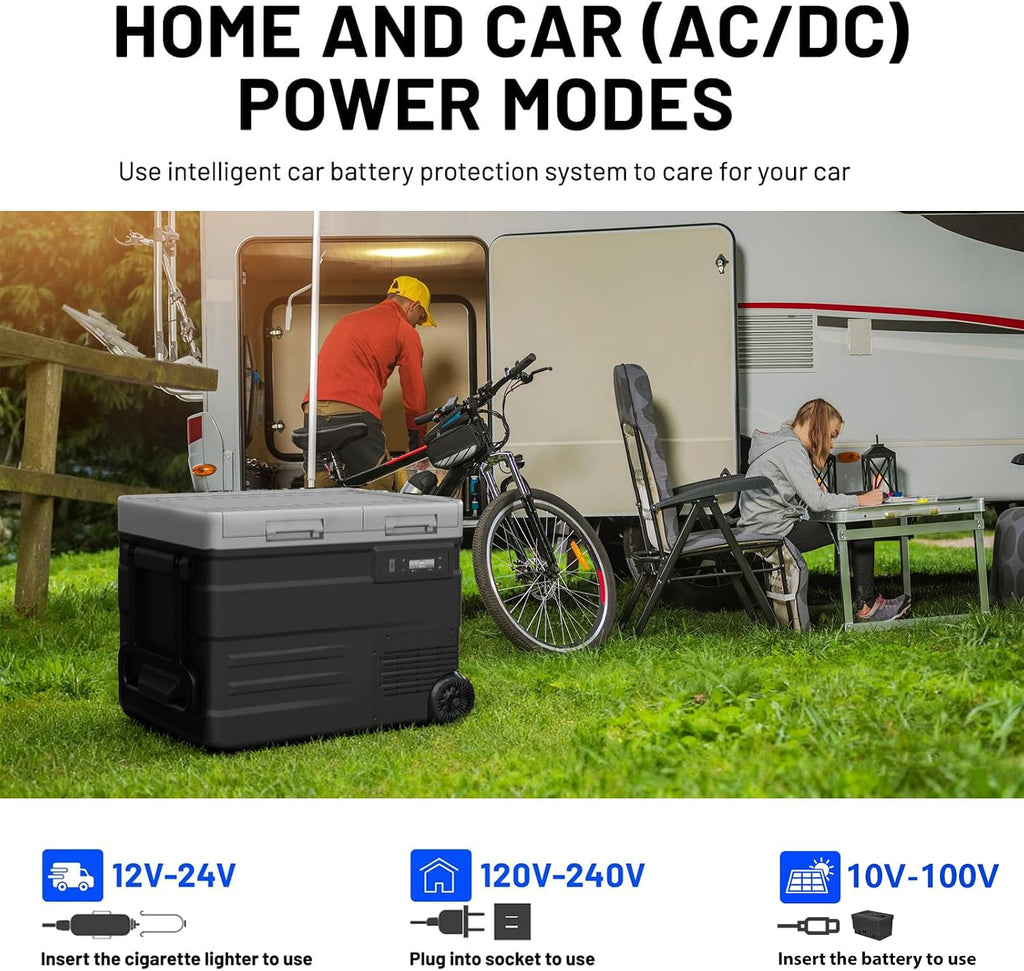 UD45 12V Car Refrigerator,Dual Zone Car Fridge with Wheels,42QT(40.5L) Electric Cooler Portable Freezer,12 Volt Refrigerator -4℉~68℉,12/24V DC 100-240V AC for Camping, Travel, Truck, RV