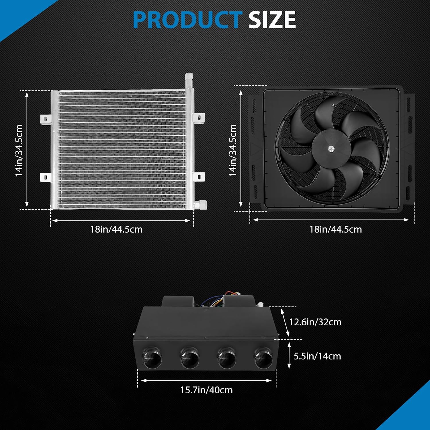 Universal 12 Volt DC Under Dash Air Conditioner Heating and Cooling 10000 BTU A/C Unit Kit, Electric Heater System with Evaporator Condenser Compressor for Classical Car Van Truck ATV Pickup Tractor