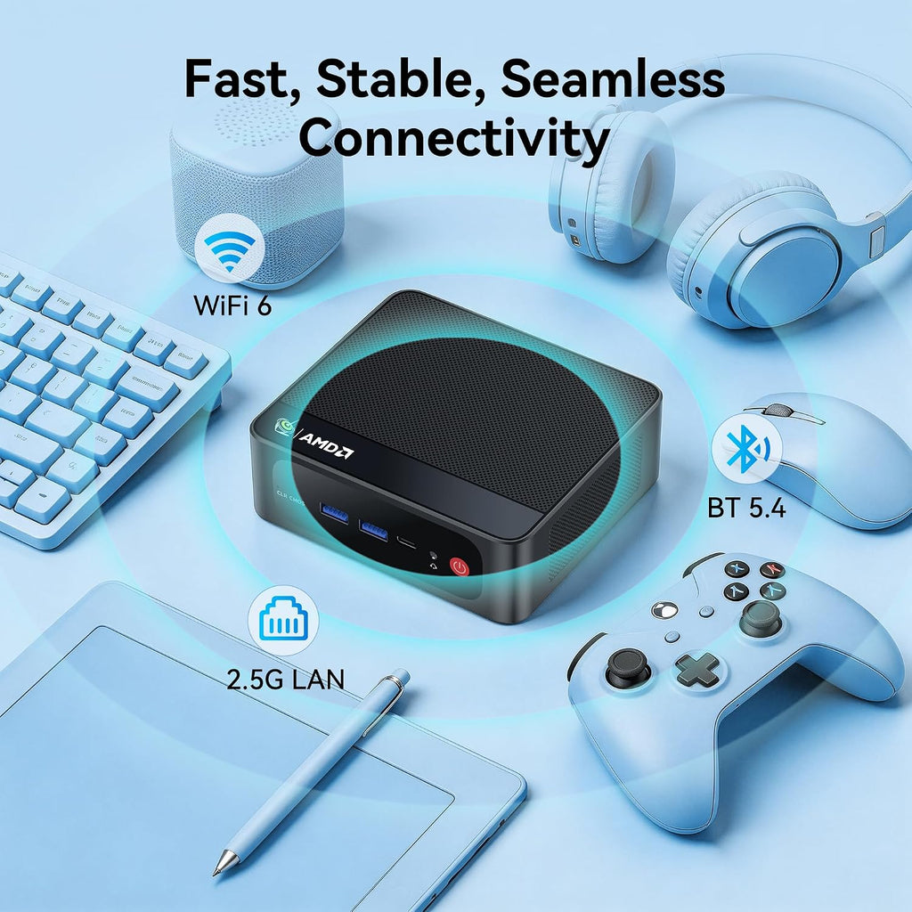 Beelink SER5 Pro Mini PC, Ryzen 5 5625U (6C/12T, Up to 4.3GHz), 16GB DDR4 RAM, 500GB NVMe SSD, Radeon Graphics 7 CUs, Triple Display 4K@60Hz via HDMI/DP/Type-C, WiFi 6/BT 5.4, Compact Office Desktop