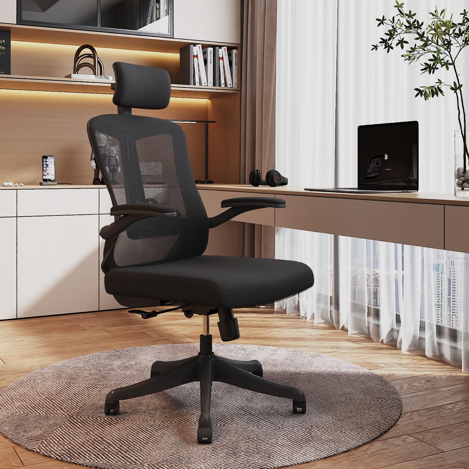 balmstar Office Chair Desk Chair, Ergonomic Mesh Computer Chair with 90-130° Recline & 360° Smooth-Rolling Casters, Adjustable Lumbar Support Task Chair, Comfortable for Women, Teens(A-All Black)