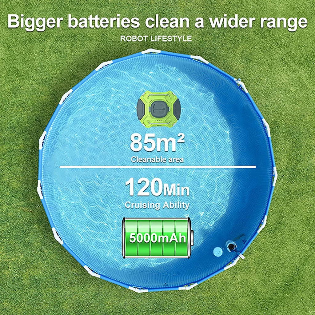 Underwater Automatic Pool Vacuum Cleaner, Wall Climbing Pool Cleaning Robot Powerful Suction Rechargeable Battery Built-in Water Sensor Technology,for All Types of In-Ground Swimming Pool