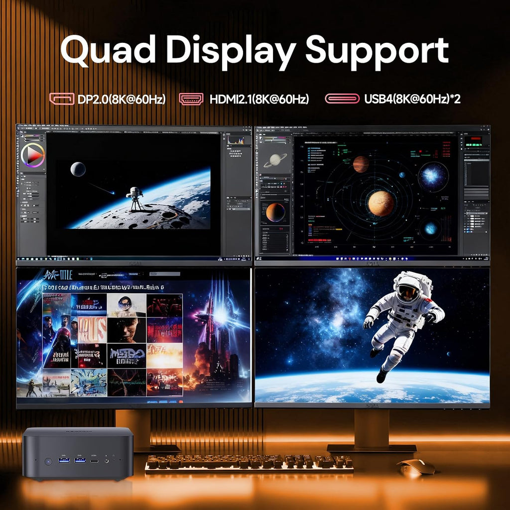 Reatan Mini PC Gaming OCuLink Radeon 780M 2600 MHz AMD Ryzen 7 255(Upgraded 8745HS) 32GB DDR5 1TB SSD RAM, Mini Computers, Built-in Dual Speakers, 2.5Gbps LAN,HDMI 2.1, 8K USB 4.0 Wi-Fi 7/BT5.4